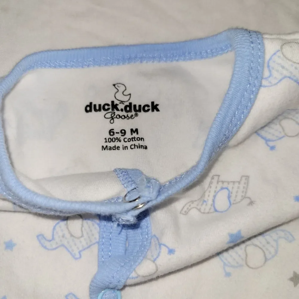 Duck Duck Goose Size 6-9 Month Blue White Elephant Footie & Bootie